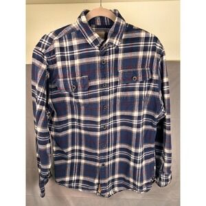 Jachs Shirt Mens Large Blue White Plaid Button Down Long Sleeve Flannel Casual